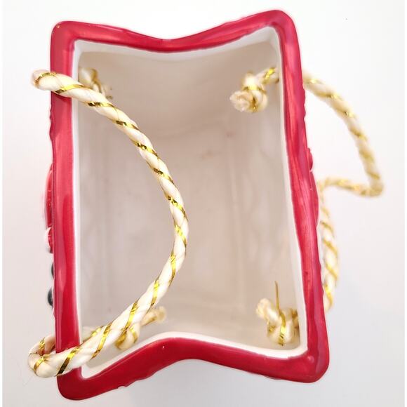 Christmas Holiday Ceramic Gift Shopping Bag Santa East West Distributing 4" - Picture 6 of 6